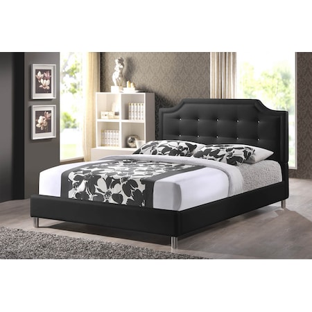 Baxton Studio Carlotta Black Modern Bed with Upholstered Headboard - Queen Size 103-5193